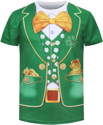 COSLAND Boys' St Patricks Day Shirt for Kids Novelty Topt, Green, Medium