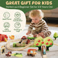 Lehoo Castle Wooden Train Set for Toddlers, Wooden Track & Farm Animals, Medium Size, Ideal Gift for 3-4 Year Old Boys