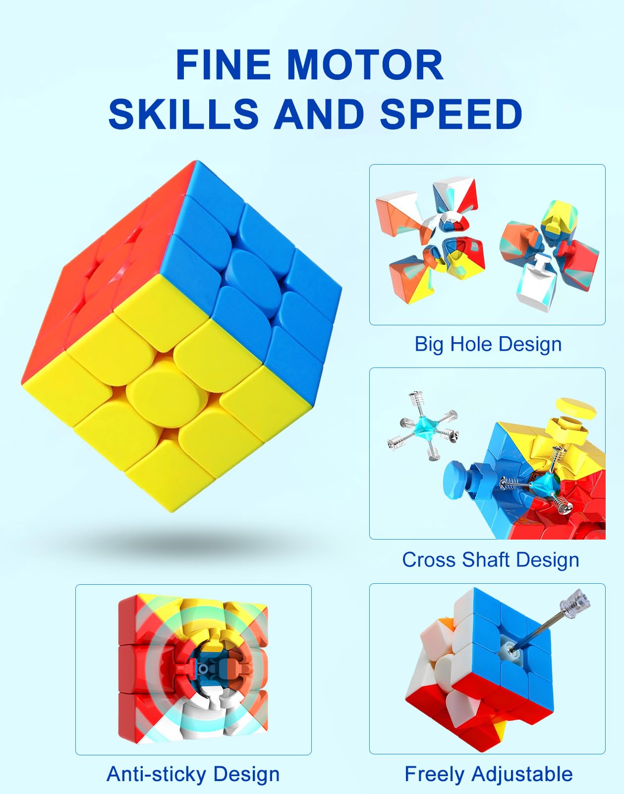 Cfmour Speed Cube Set - Moyu Meilong 2X2X2 3X3X3 Pyramid Cube Bundle | Stickerless Magic Cubes With Smooth Turning | Brain Teaser Puzzle Toys For Kids & Adults