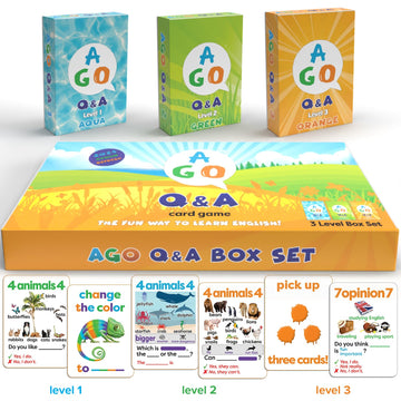 Ago Qna Esl Card Game For Learning English. 3 Level Box Set. Practice English Conversation Through Play!