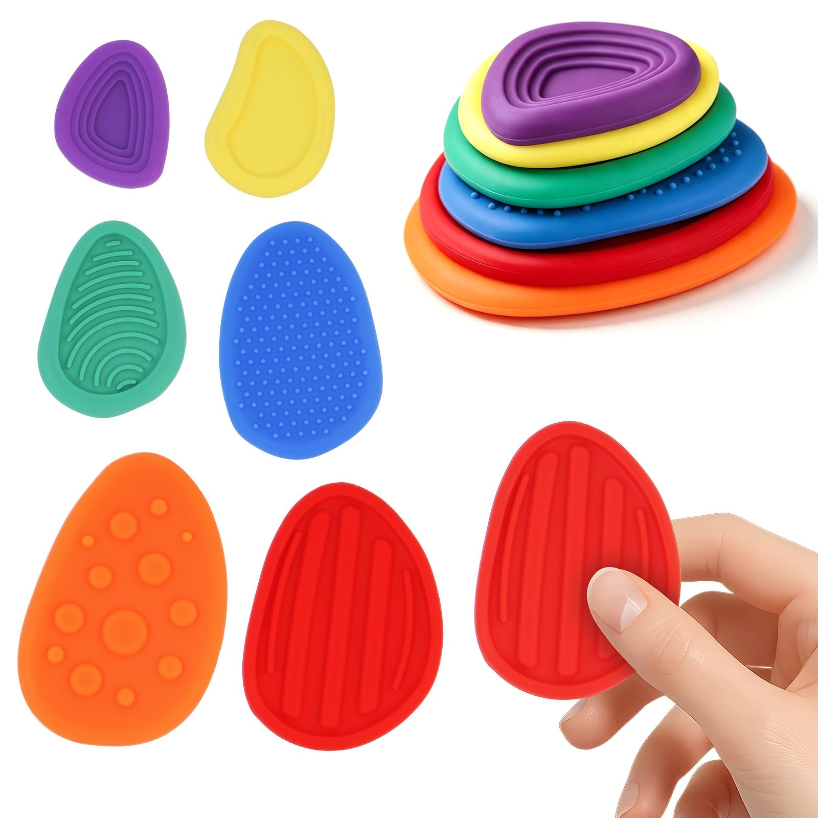 Clnyrwcb Sensory Fidget Toys, 6 Pack Sensory Stones For Children With Autism, Sensory Anxiety Toys For Kids And Adults