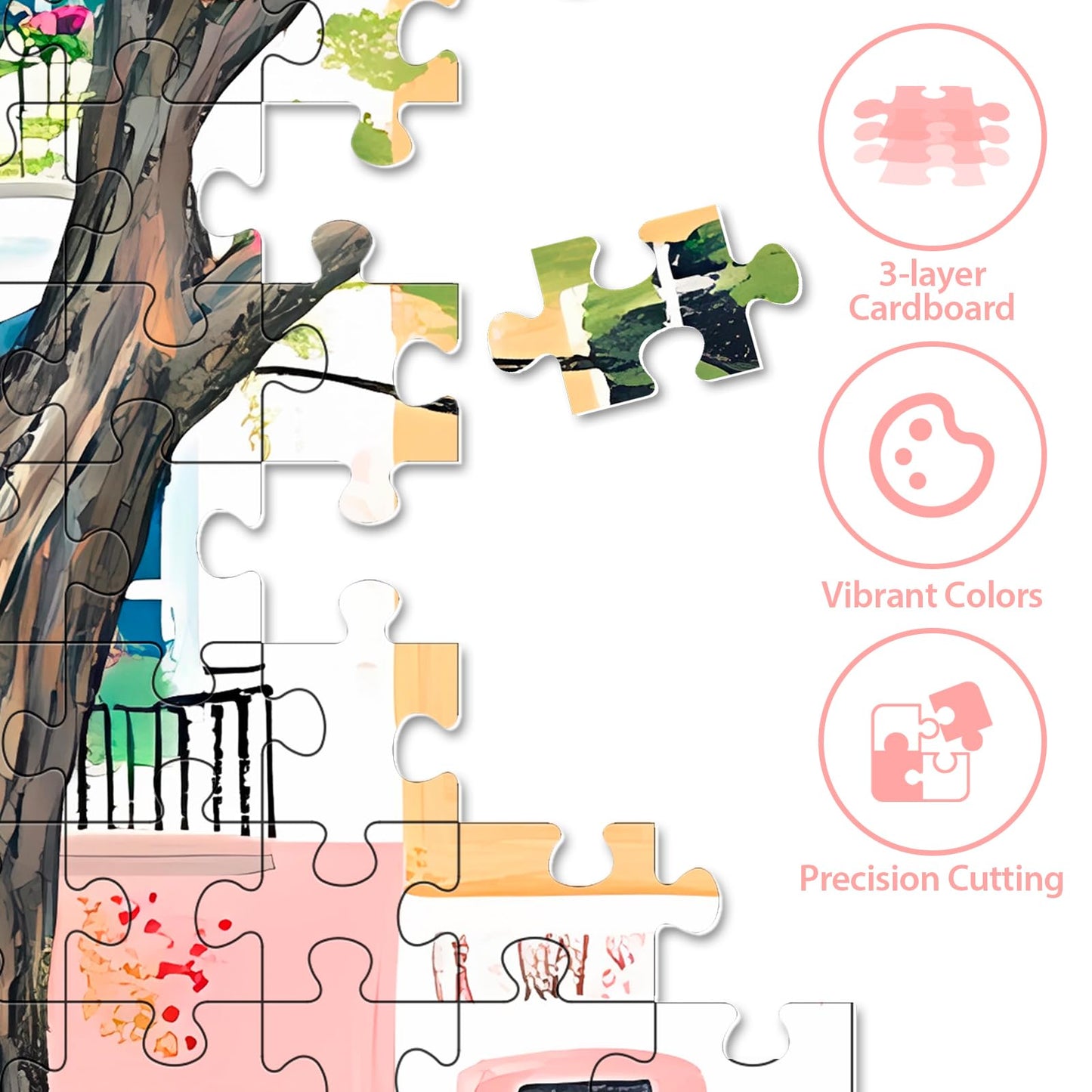 500 Piece Puzzles for mature-themeds Pink Garden Jigsaw Puzzle for mature-themeds Kids Seniors  Recycled Cardboard Puzzle 500 Piece  Challenging Game Birthday Party Activity Gift for Family Friends 20.5 * 15 inch