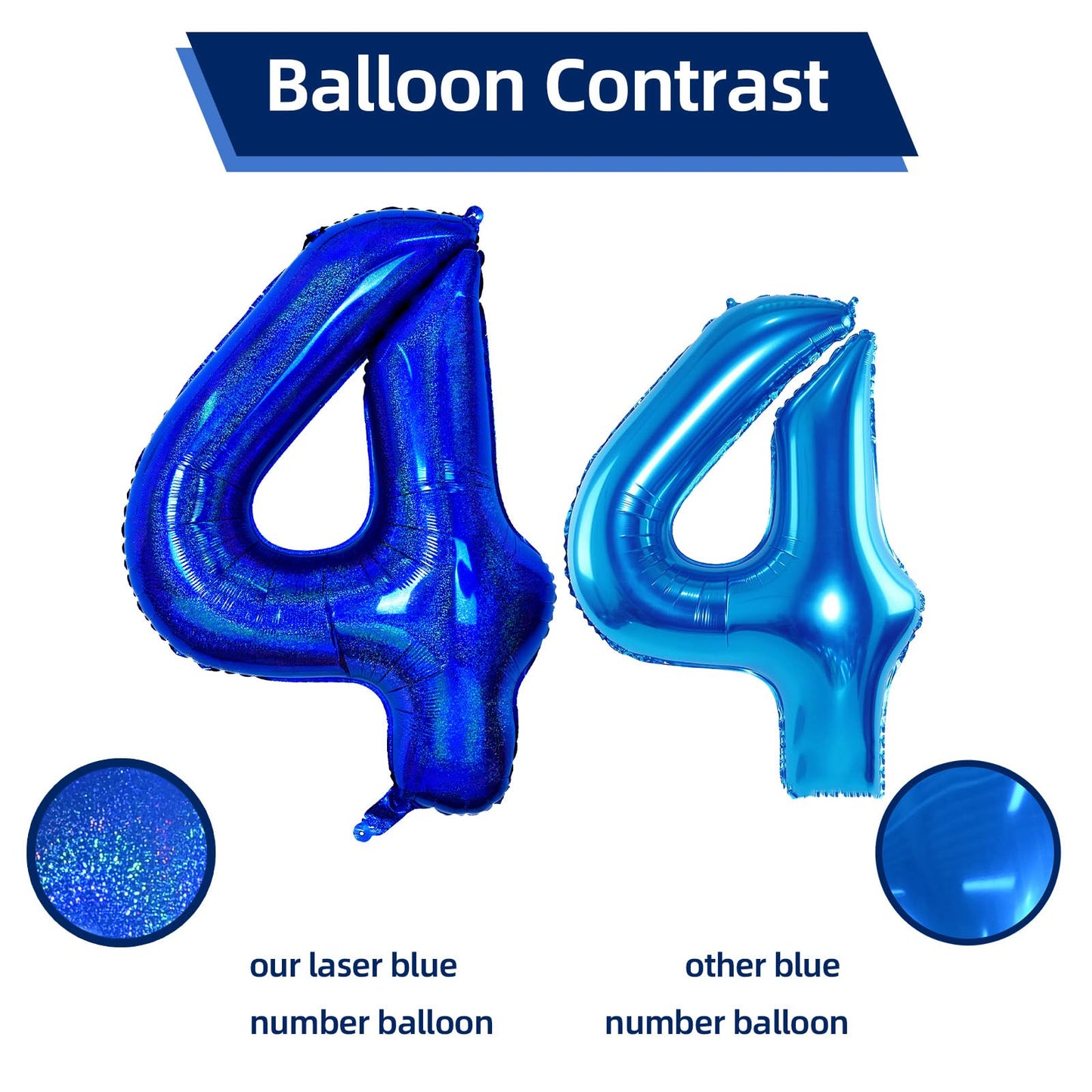 Number 4 Balloon 40 Inch, Dark Blue Big Number Balloon, Giant Foil 4 Balloons Number, Helium 4Th Birthday Balloons For Kids Boys