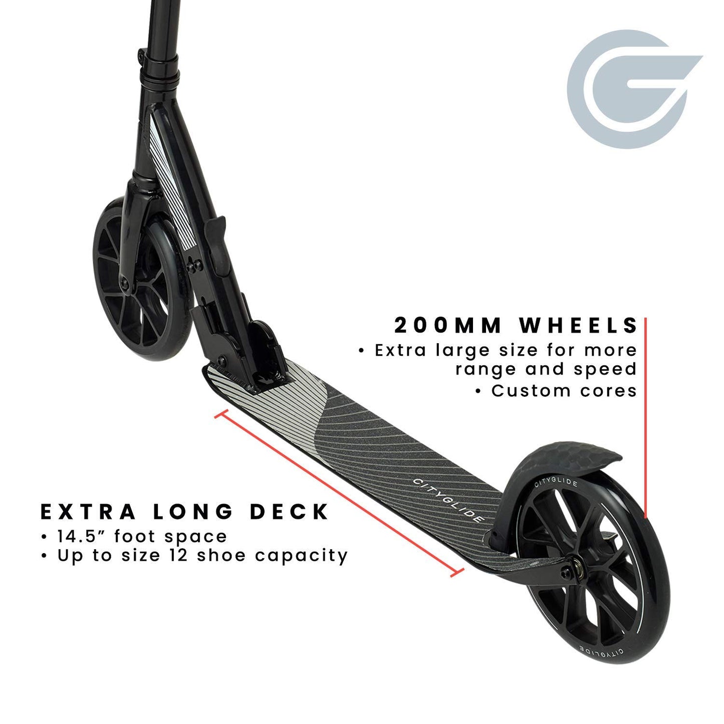 CITYGLIDE C200 Scooter for mature-themeds -Foldable  Lightweight  Adjustable mature-themed Scooter 220lbs Capacity - Kick Scooters for mature-themeds with Carry Strap and Kickstand (Black)