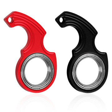 2Pcs Key Chain Spinner Toys 0.67' Inner Diameter With 2Pcs Key Rings, Finger Fidget Keychain Key Ring Spinner Toy Gifts For Kids Adults Finger Exercising Anxiety Relief (Black, Red)