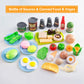 JokerKing 150Pcs Kitchen Playset, Toddlers Pretend Cooking Cookware Accessories, Food, Picnic Blanket, Fruits, Veges, 2Pack Shop