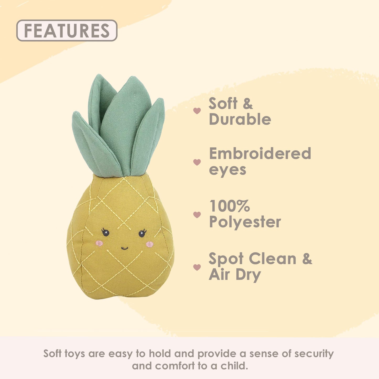 Mon Ami Pineapple Plush Toy - 10.5   , Food Plush Toys, Fruit Plushie For Boys/Girls, Handcrafted Fruit Doll - Perfect For D  Co