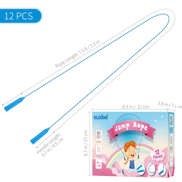 Elcoho 12 Pack Kids Jump Rope Set 7.5 Feet Plastic Jump Ropes Kids Adjustable Colorful Skipping Rope For Outdoor Indoor Fun Game Exercise Fitness Training And Party Favors