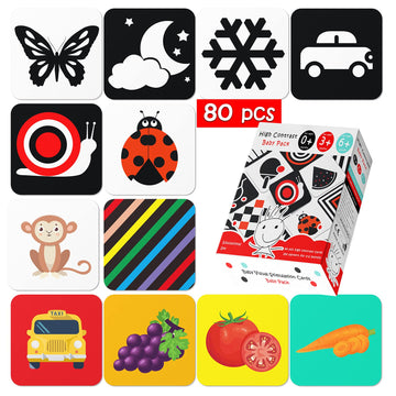 TOUHKAN Baby Flash Cards 6 to 12 Months, High Contrast Baby Toys for Newborn, Black and White Cards for Newborns, Sensory Toys f