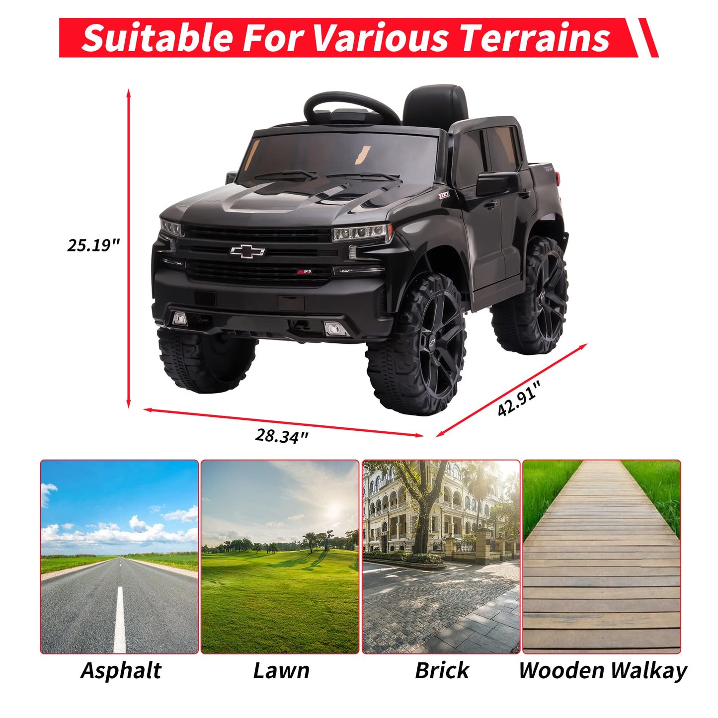 12V Licensed Chevrolet Silverado Gmc Ride On Car,Battery Powered Electric Vehicle Jeep,Ride On Truck W/Remote Control, Mp3/Bluet