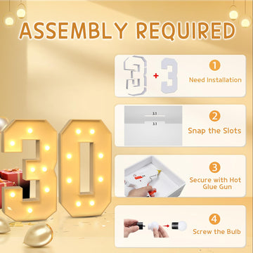 Imprsv 3Ft 30Th Birthday Decorations Numbers: 30Th Birthday Party Anniversary Decorations Large Light Up Numbers 30 For Him Her