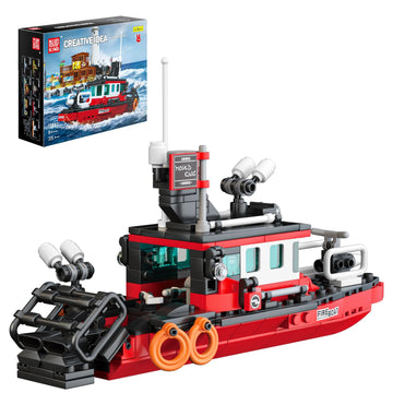 Mould King City Fishing Boat Toy Set Multi-Purpose Fire Boats Building Blocks Set Sea Exploration Ship Playsets Collection Stem 