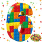 RoundFunny Number 6 Building Blocks Piata 16.5 Inch Party Supplies 6th Birthday Party Decorations Piata with Confetti Blocks The