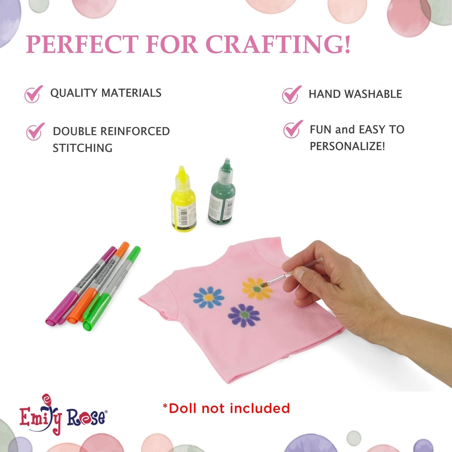 Emily Rose 14 Inch Doll Clothes Rainbow Pastels 5-Pack Doll Value Basics T-Shirts Tees | Gift Boxed! | Compatible With 14.5' Wellie Wishers And Glitter Girls Fashion Fashion Dolls