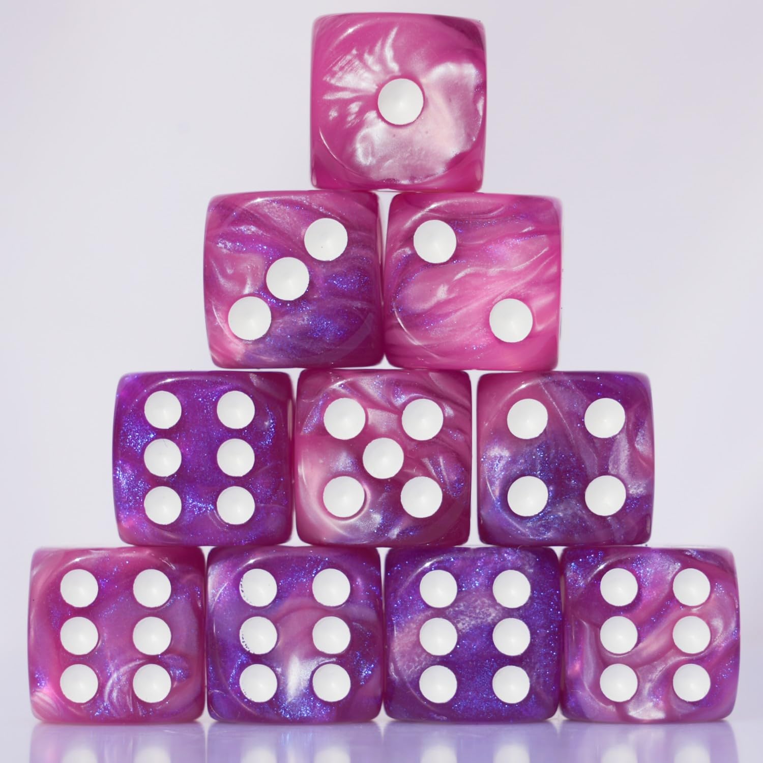10 PC D6 dice 16mm Acrylic Dice Set for RPG MTG DND Dice Table Games and Board Games (Pink + Blue)