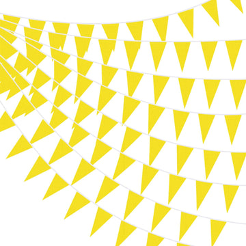 Tatuo 820 Ft 500 Pcs Pennant Banner Flag String Hanging Triangle Bunting Flag For Party Celebration Holiday Wedding Decoration, 10 Set (Yellow)