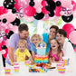 Rose Red Black Pink Balloon Garland Arch Kit - 122Pcs Hot Pink, Black, Rose Red Confetti Balloons For Princess Girl Birthday Wed