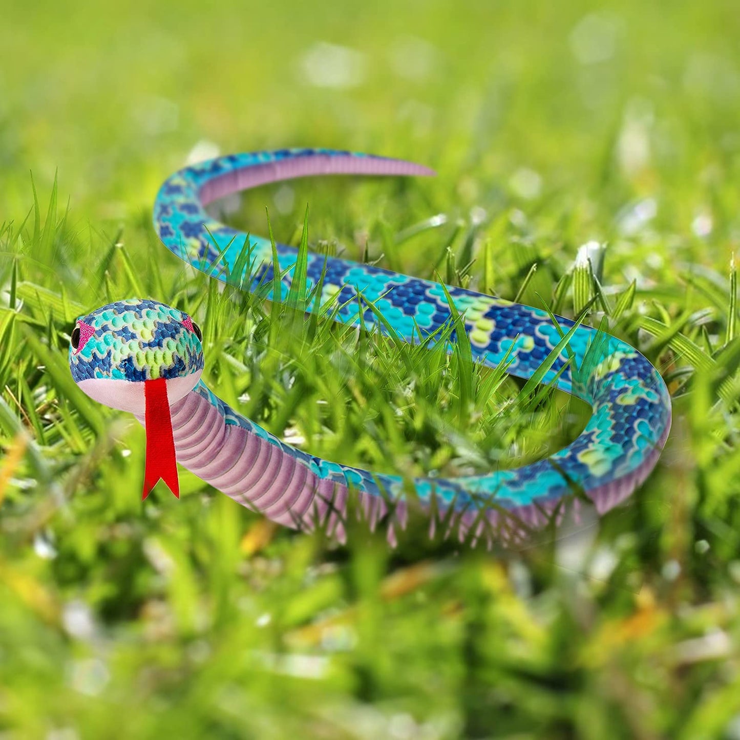 Tormays Realistic Anaonda Stuffed Animal, Large Snake Plush Toy Gifts Giant Stuffed Snake For Kids, 100 Inch Long, Blue