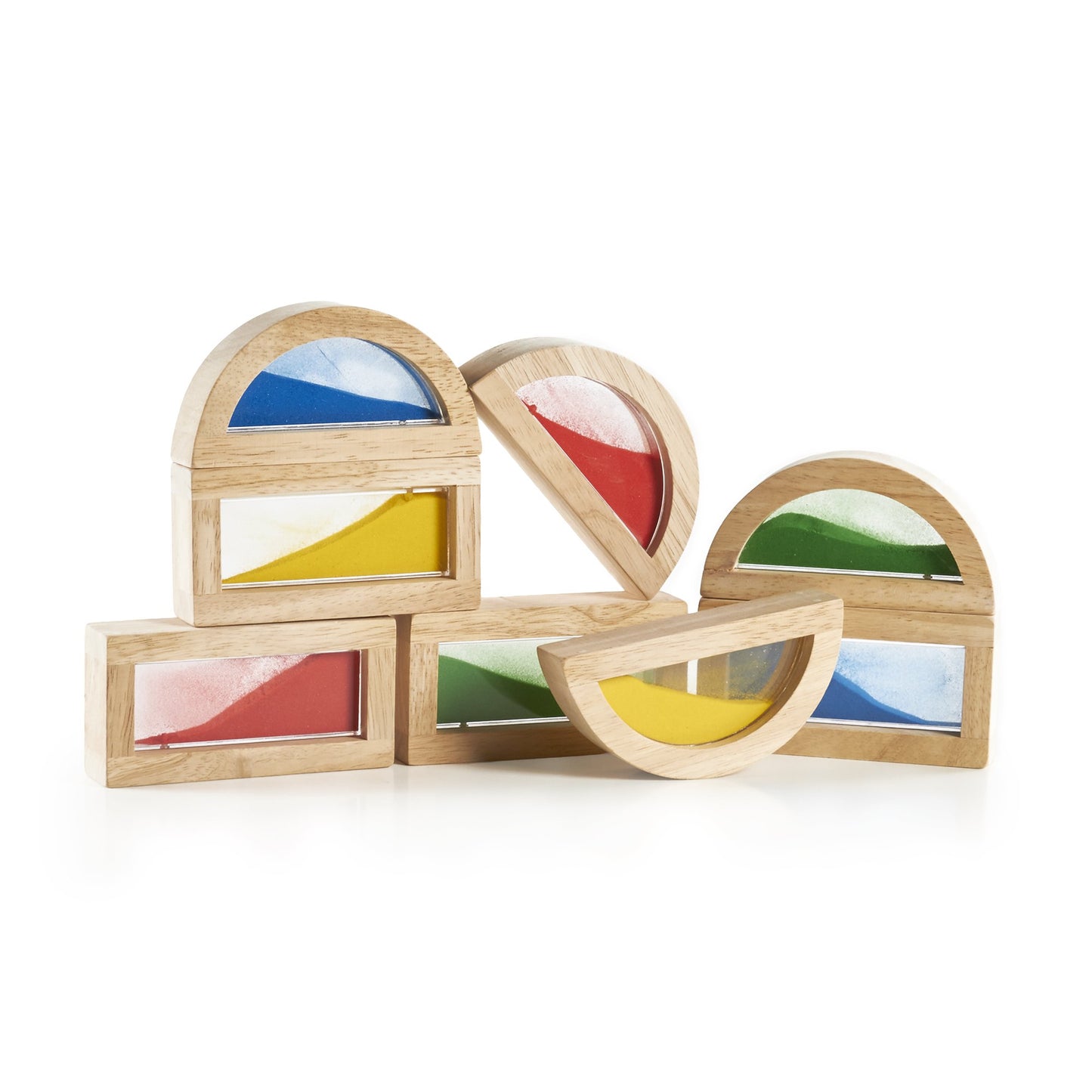Guidecraft Rainbow Blocks - Sand: Wooden Sensory Building Toy, Skills Building Stacking Blocks For Kids, Multi-Colored Sensory B