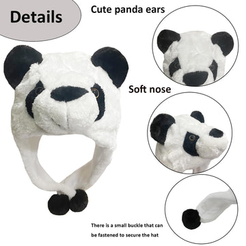 GADMEXILY Plush Panda Animal Hat for Halloween Christmas,Cozy Funny Hats Novelty Party Cap for Kids Girls Boys - One Size (Panda