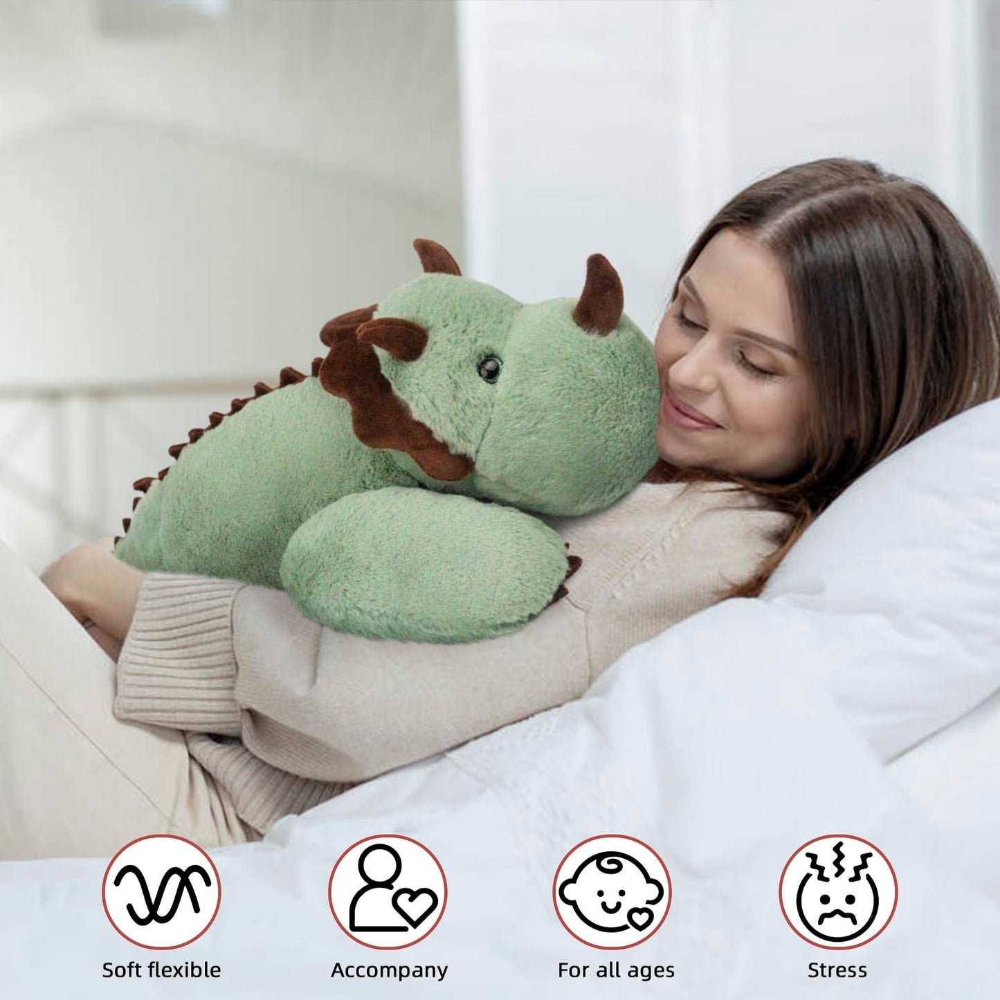 Niuniu Daddy Large 5lb Weighted Plush Dinosaur Toy - Fluffy Fur Stuffed Animal, Perfect for Valentine's and Birthday Gifts, Set-dino