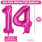 40 Inch Number Balloons 14, Hot Pink Helium Foil Number 14 Balloons, Large Number Balloon Age Balloon For Boys Girls Birthday Pa
