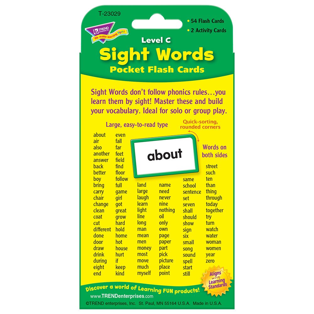 Sight Words Level C Flash Cards [Set Of 3]