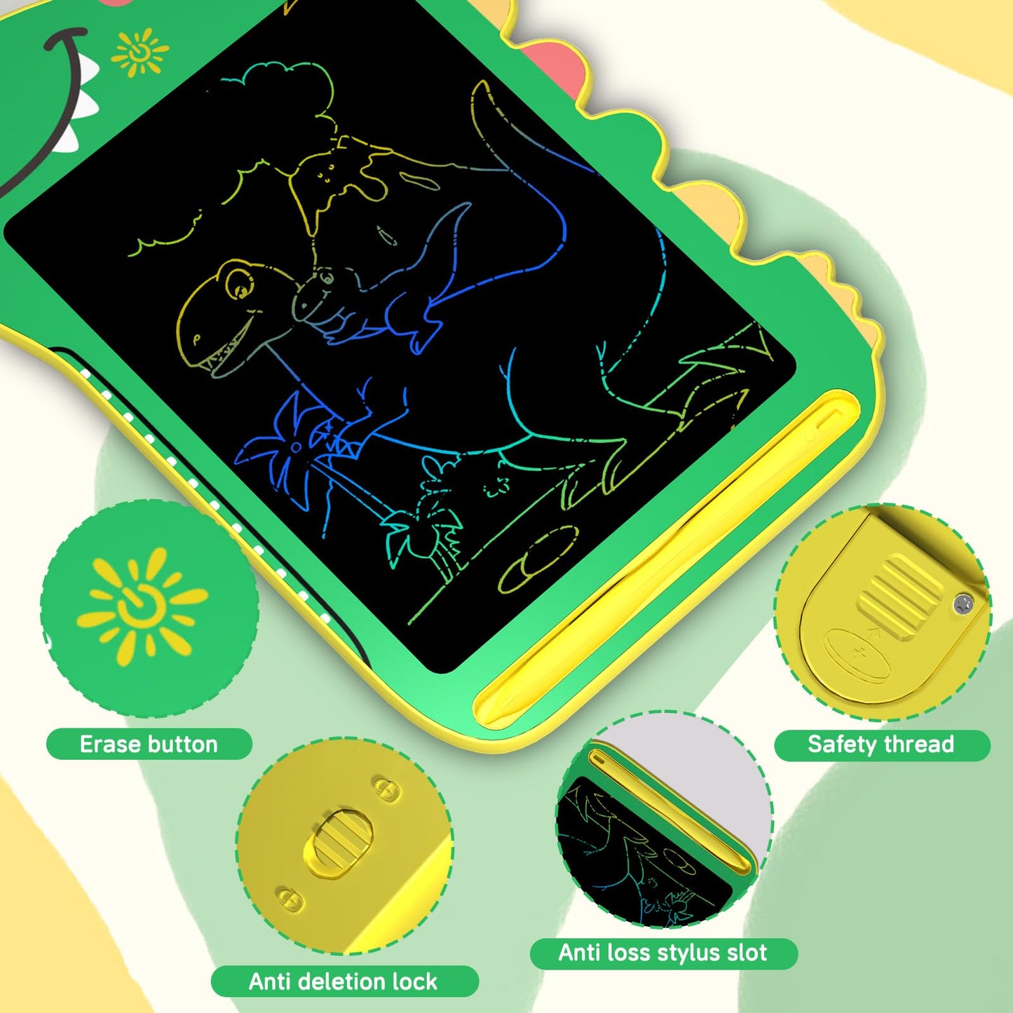 BKM LCD Writing Tablet for Kids, Educational Toddler Toys, Colorful Doodle Board Drawing Tablet with Screen Lock & Erase Button,