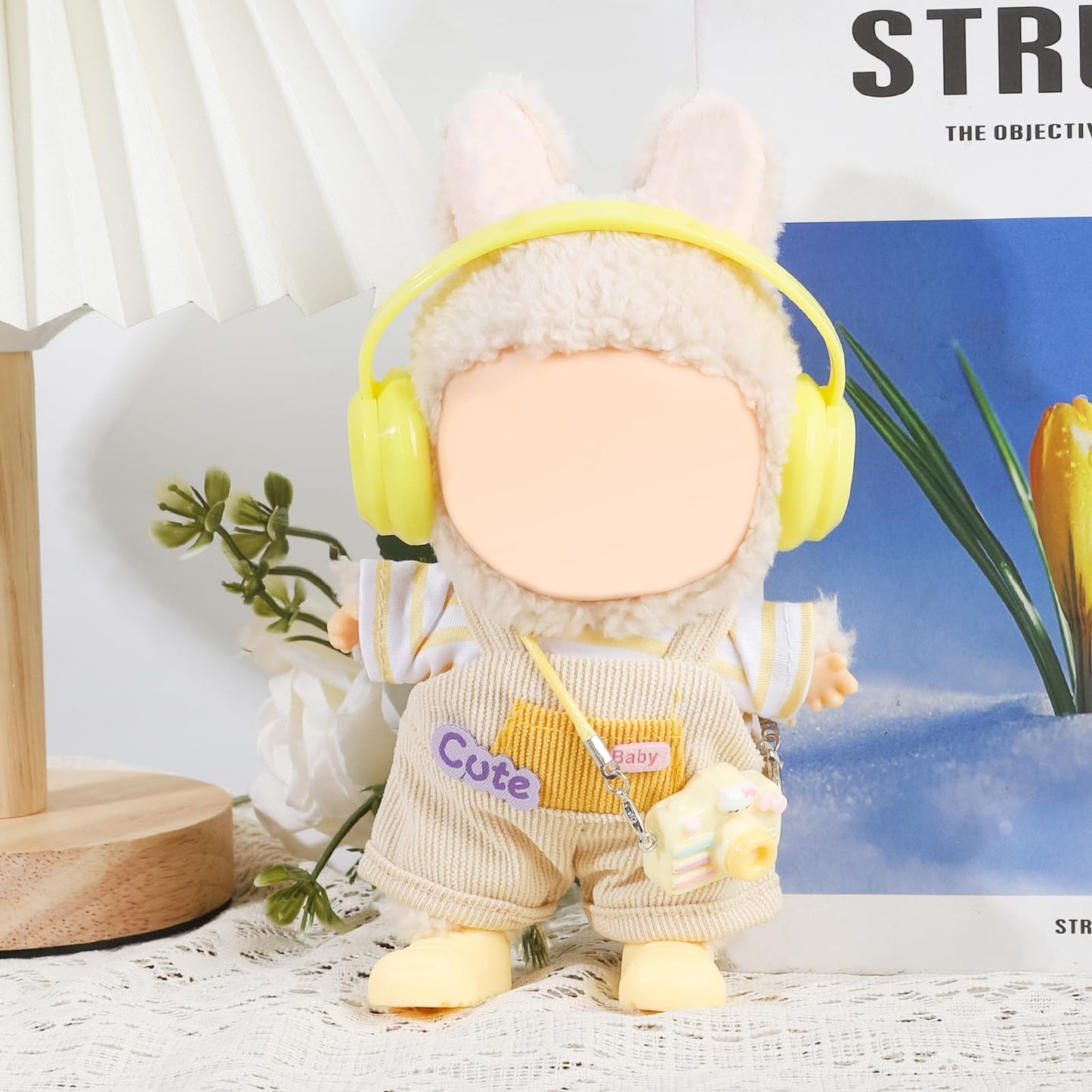 RDJOIMBX 17cm Doll Clothes Set - Overalls  Camera  Shoes & Headphones Cute Outfit Accessories for 6.7inch Fashion Dolls(Style 8)