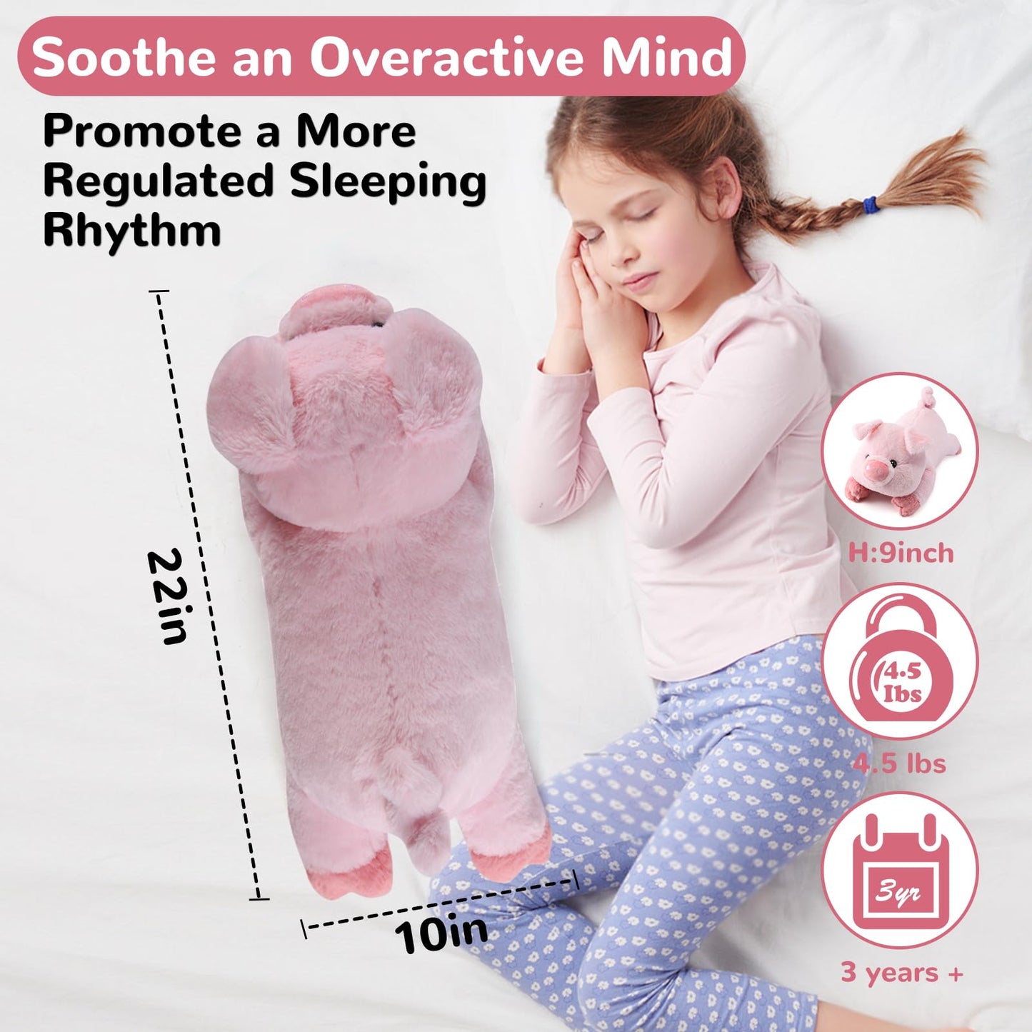 Gnomantic 22-Inch Pig Weighted Stuffed Animal - 4.5 lbs Cotton Plush Toy for Kids & Adults