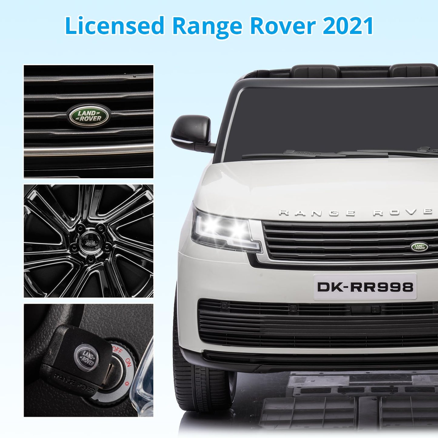 Hetoy 24V 2-Seater Licensed Land Rover Ride On Car Toy w/Parent Remote Control, 3 Speeds, Wireless Music, MP3 Player, Electric C