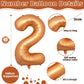 40 Inch 2Nd Birthday Balloon, Orange Foil Self Inflating Number 2 Balloons Decor, Big Helium Mylar Number 0-9 Set For Girls Boys