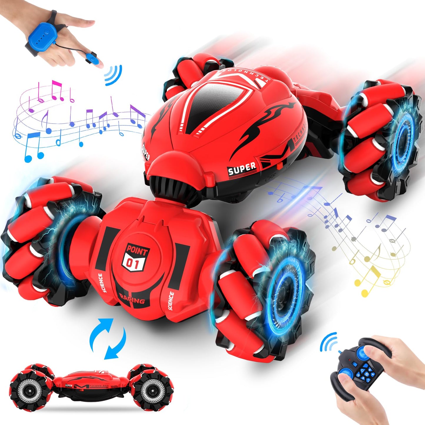 Fosgoit RC Car Toys for Boys Girls 6-12, Birthday Xmas Gifts for 6 7 8 9 10 11 12 Years Old, Gesture Sensing RC Stunt Car with L