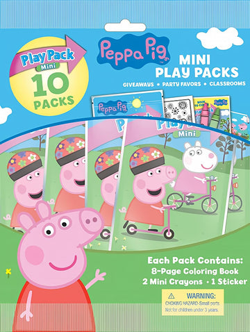 Bendon Peppa Pig Mini Play Packs, Each With Mini Coloring Book, 2 Mini Crayons, And A Sticker, 10-Pack