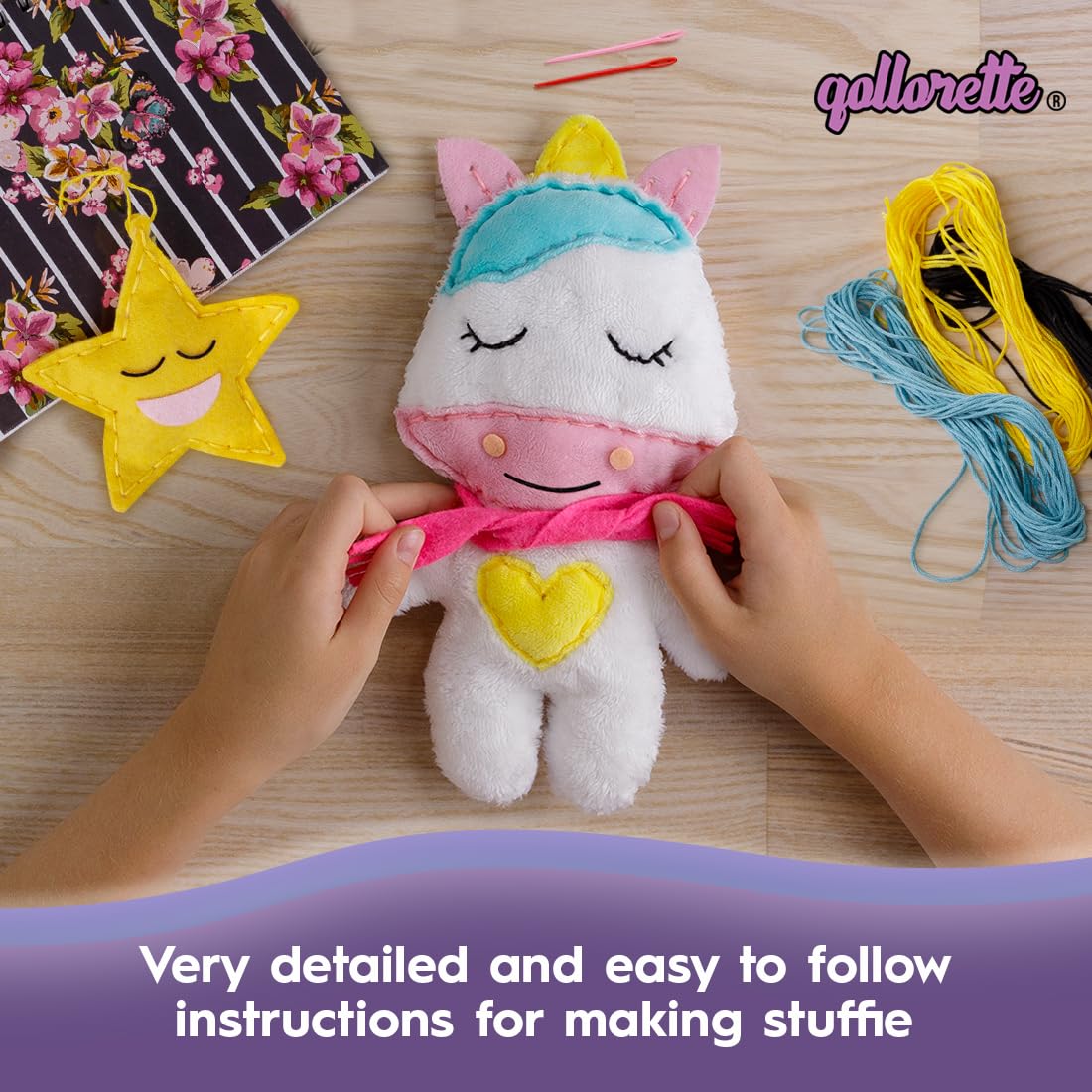 qollorette Fur Sewing Kit for Children, Sew Your Own Unicorn Toy Kids Craft Kit - Sewing Kit for Kids, Learn to Sew & Play