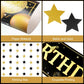 Blosssound Happy Birthday Door Decorations Golden Door Cover Banner Black and Gold Hanging Star Garland Porch Sign Backdrop Door