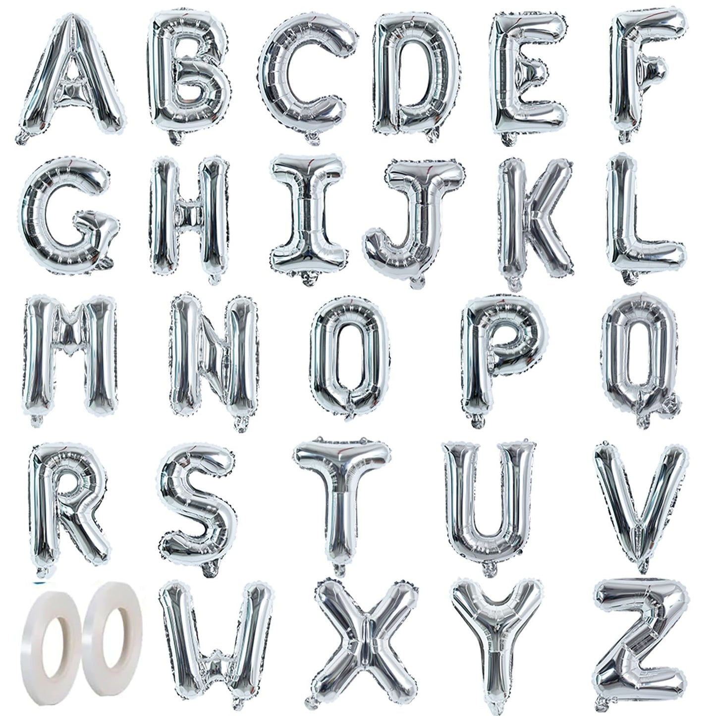 TONIFUL 16 Inch Silver Letter A-Z Balloons,Custom Phrase Mylar Foil Alphabet Letter DIY Personalized Phrase Banner for Birthday 