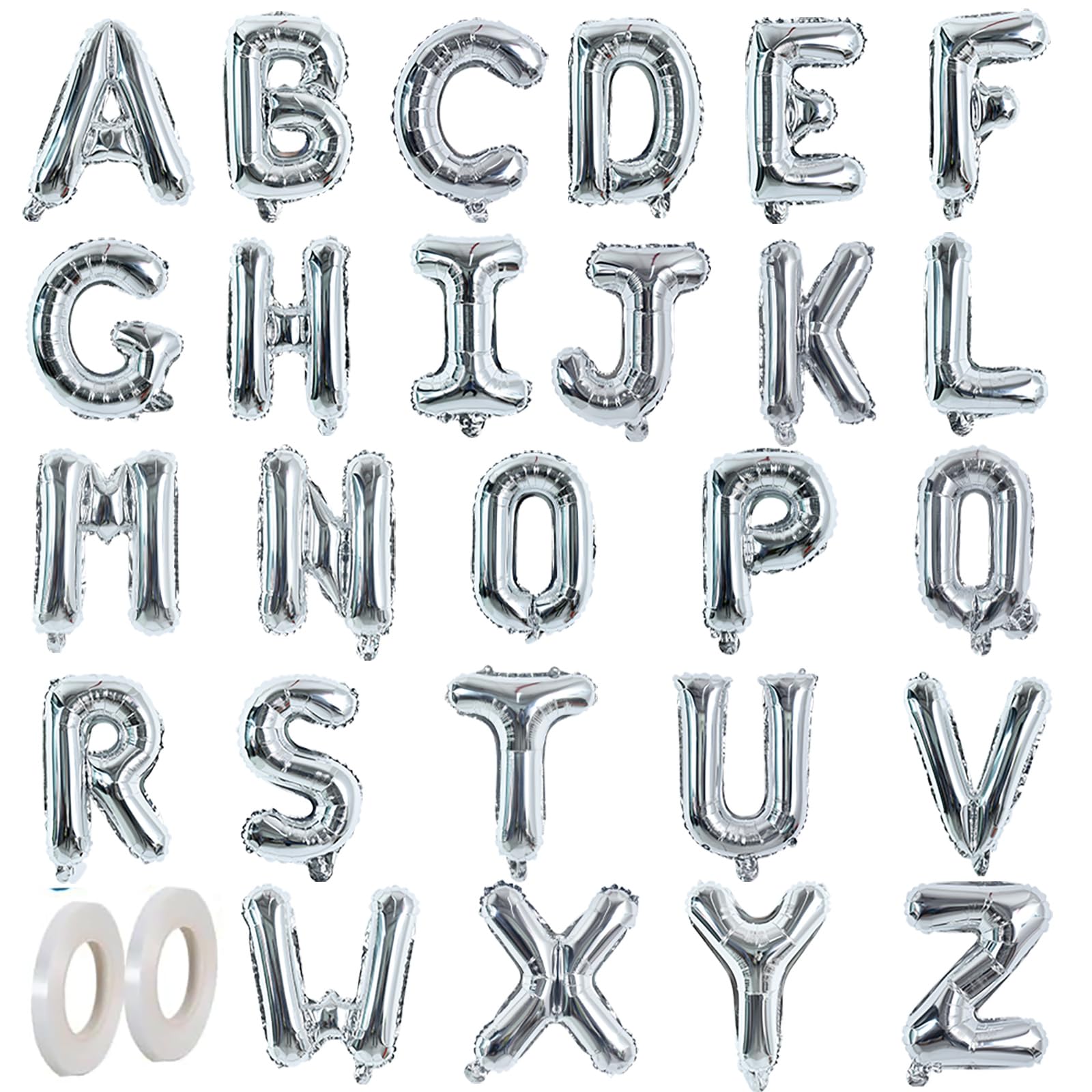 TONIFUL 16 Inch Silver Letter A-Z Balloons,Custom Phrase Mylar Foil Alphabet Letter DIY Personalized Phrase Banner for Birthday 