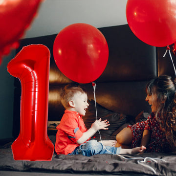 40 Inch Giant Red Number 1 Balloon, Helium Mylar Foil Number Balloons For Birthday Party, 1St Birthday Decorations For Kids, Ann