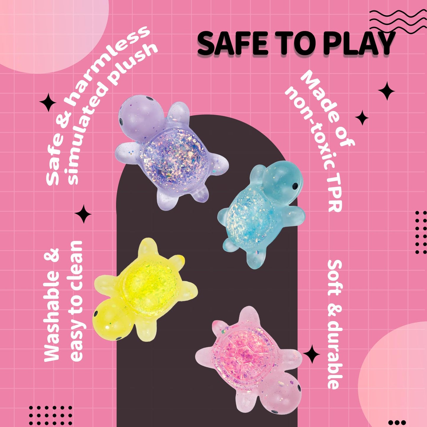 4 Pcs Taba Squishy Cute Animals Toys - Turtle Stress Relief Fidget Sensory Toys  Soft Silicone Squeeze Kits for Teens  Children  mature-themed (Purple Blue Red Yellow)