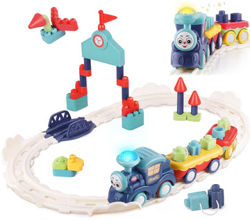 Iplay, Ilearn Toddler Musical Train Set Toys, Kids First Electric Railway Tracks Playset, Baby Choo Choo Train W/Learning Blocks
