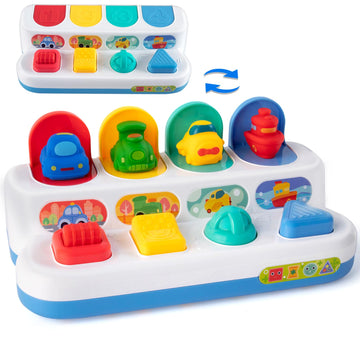 Interactive Cause And Effect Toys For Toddlers 1-3, Pop Up Vehicles Toys For Boys Girls, Sensory Baby Montessori Toys For 1 Year