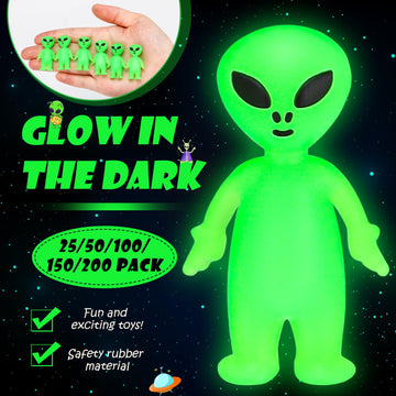 Croblissful 100 Pcs Mini Alien Figures Glow In The Dark Small Aliens Figurine For Halloween Party Favors Prank Alien Figure Rubb
