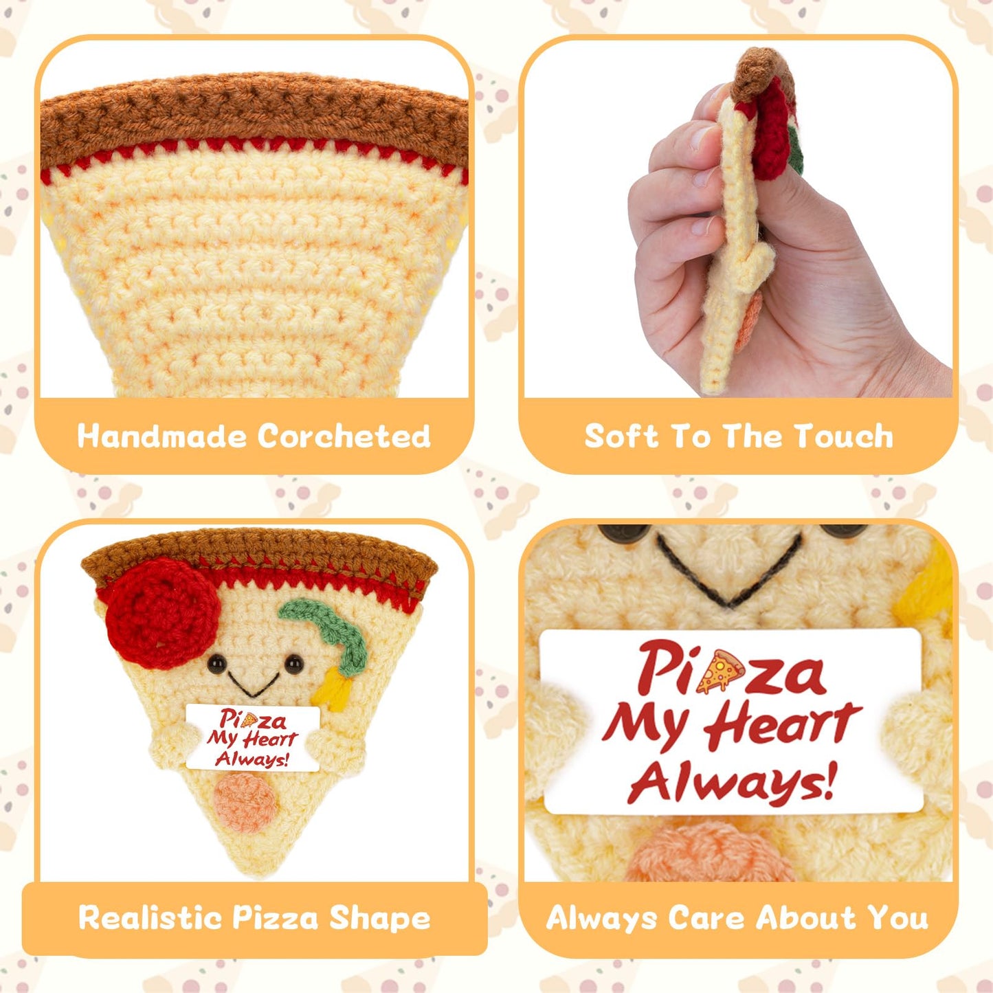 A Aifamy Funny Positive Pizza, Emotional Cute Crochet Potato Partner Toy With Positive Card Cheer Up Funny Gifts For Best Friend