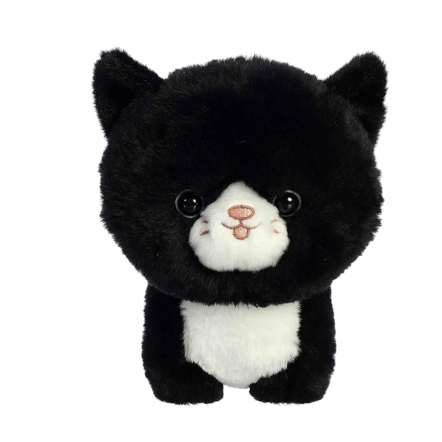 Aurora® Playful Teddy Pets™ Tuxedo Cat Stuffed Animal - Black - Small 6.5" - Soft Polyester