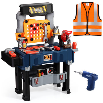 Deejoy Kids Tool Bench with Realistic Tools and Electric Drill, Transformable Kids Tool Set, Toddler Tool Bench Pretend Play Lea