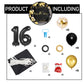 Happy 16Th Birthday Balloons Black Set Decor - Cheers To 16 Years Old Party Theme Garland Banner Backdrop Decorations For Boy An