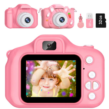 Kids Camera For Boys And Girls, Acixx Digital Camera For Kids Toy Gift, Toddler Camera Christmas Birthday Gifts For Age 3-12 With 32Gb Sd Card, Video Recorder 1080P Ips 2 Inch(Pink)