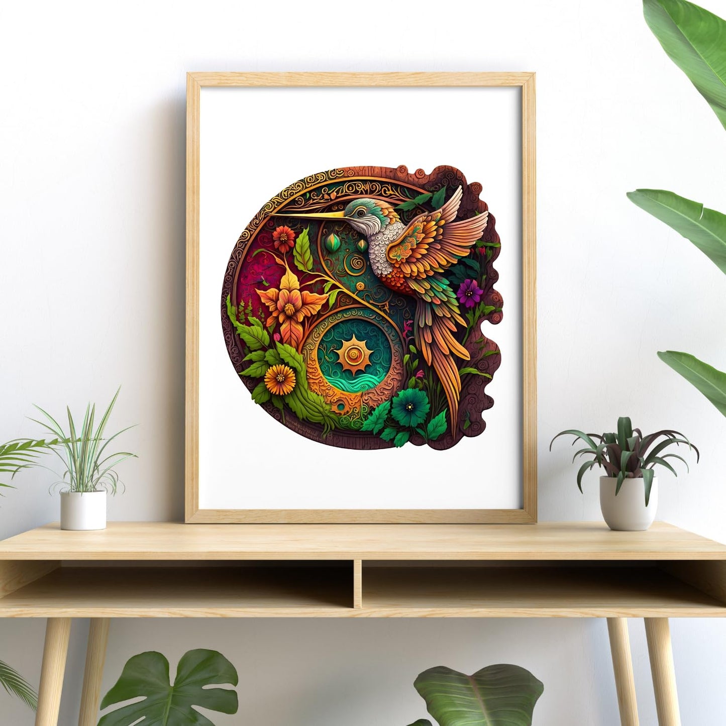 CRAFTHUB Wooden Puzzles for mature-themeds - Nectar Quest Hummingbird Puzzle - Wooden Jigsaw Puzzles  Animal Shaped  Family Games  mature-themed Kids Birthday Gifts  114 Piece  A4 Size  7.7x7.8