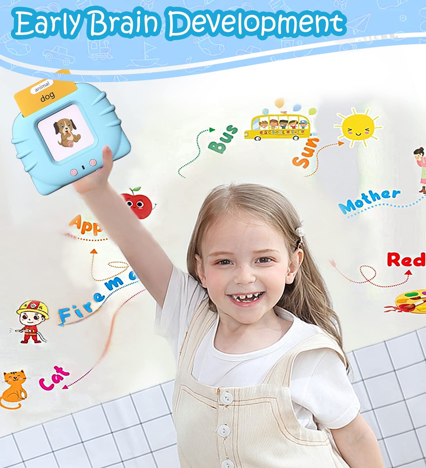Talking Flash Cards Toddler Toys Pocket Speech For Toddlers 1-3, Talking Learning Flash Cards Educational Toys Sensory Toys Gift For Boys And Girls (510 Sight Words-Blue)